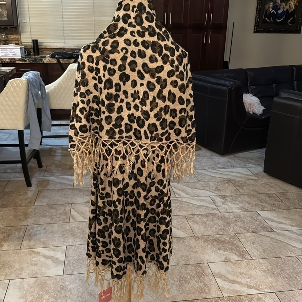 LeRumi leopard fringe cardigan NEW w Tag - Picture 6 of 12